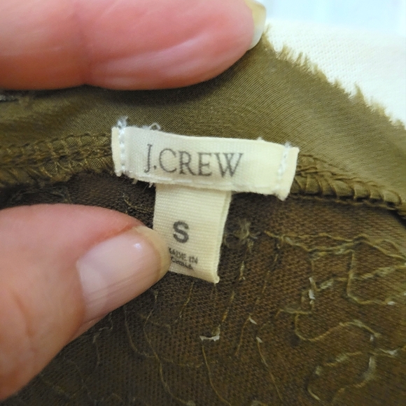 J.CREW Sequin Olive Drab Color  Women's Silk Top size Small - Picture 9 of 9